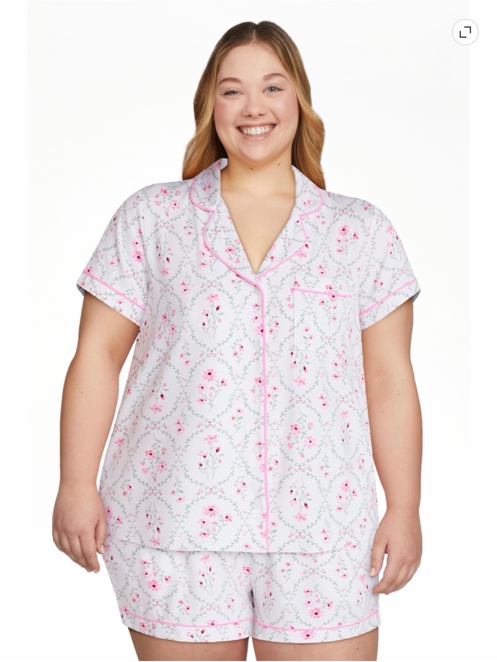 #748. Floral pajama set. 3x.
